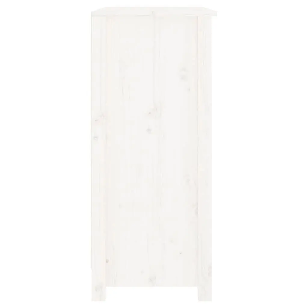 Wooden Storage Cabinet White Solid Pine Living Room Sideboard Rustic Style 70x35x80cm