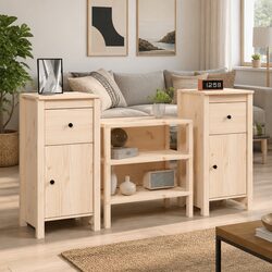 Charming Solid Wood Pine Sideboards Set for Storage