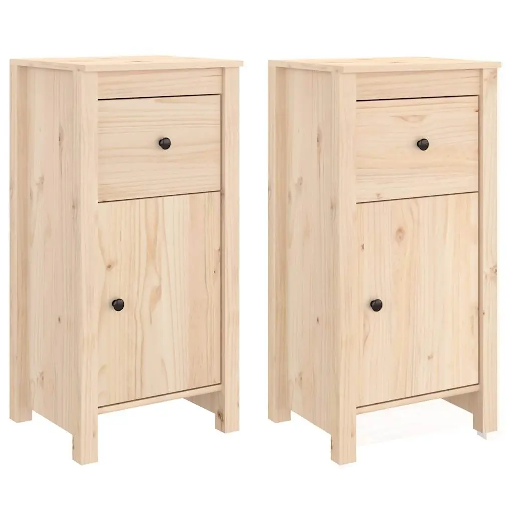 Solid Wood Pine Sideboards 2 pcs Brown Storage Cabinet Furniture