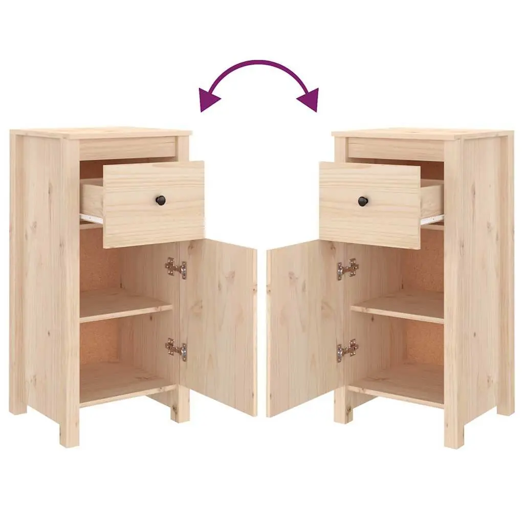 Solid Wood Pine Sideboards 2 pcs Brown Storage Cabinet Furniture