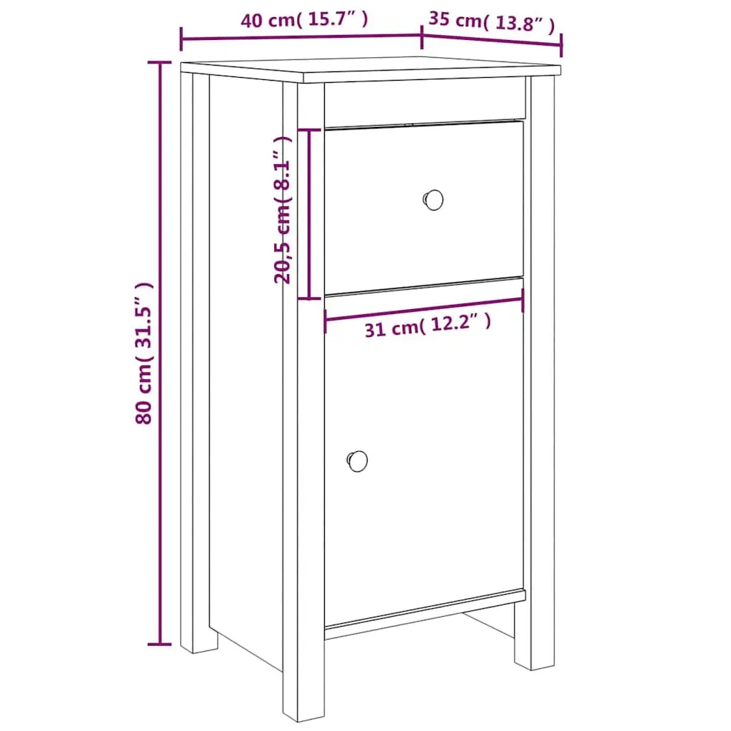 White Pine Sideboard Storage Cabinet 40x35x80cm