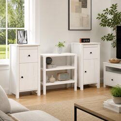 White Solid Wood Sideboards 2 pcs for Living Room