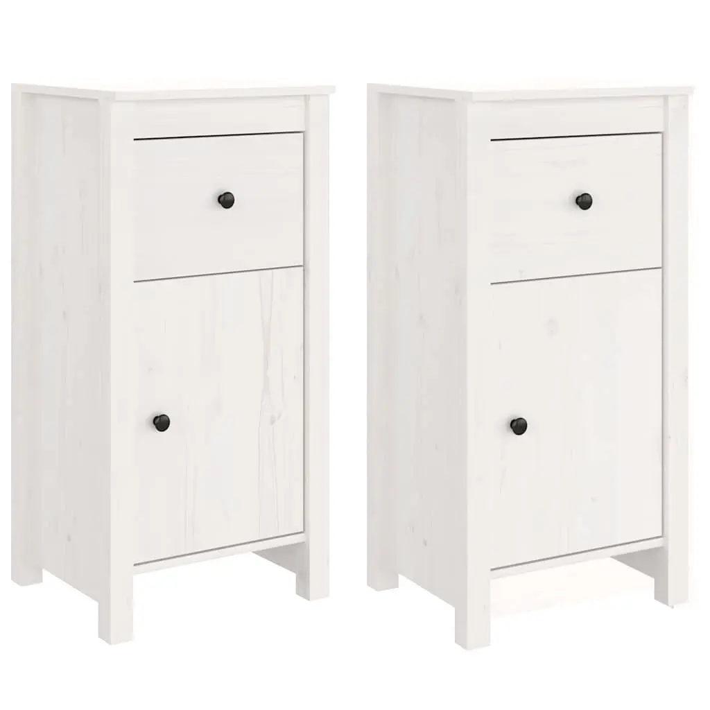 White Solid Wood Sideboards 2 pcs for Living Room