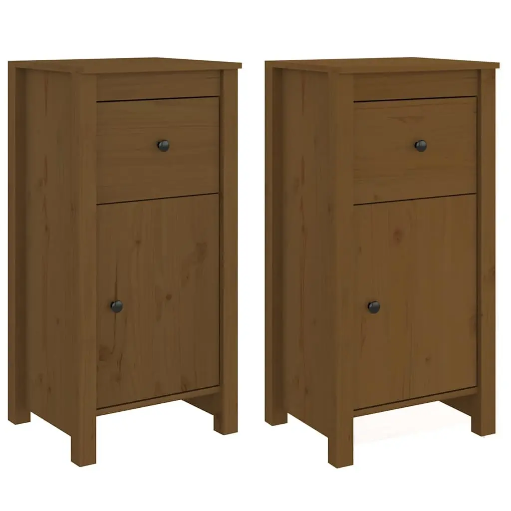 2-Piece Solid Wood Pine Sideboards in Brown