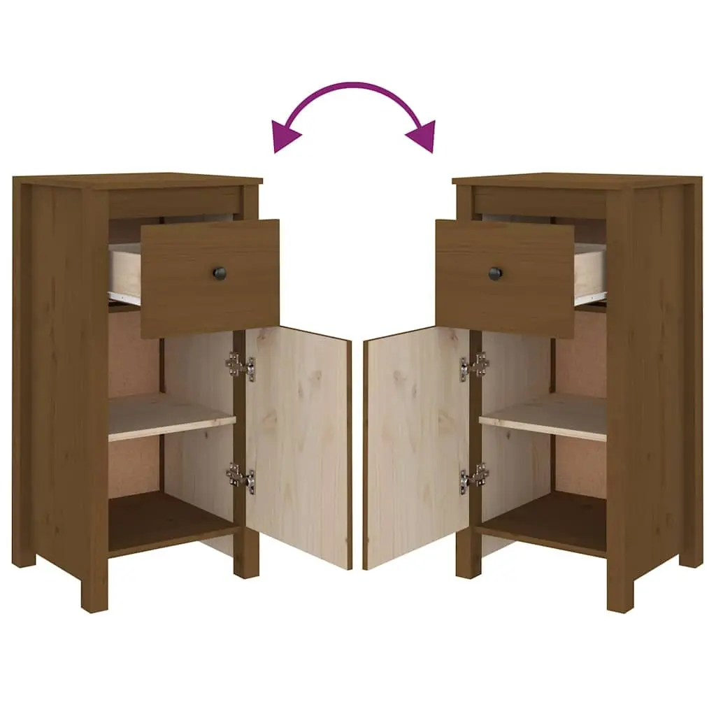2-Piece Solid Wood Pine Sideboards in Brown