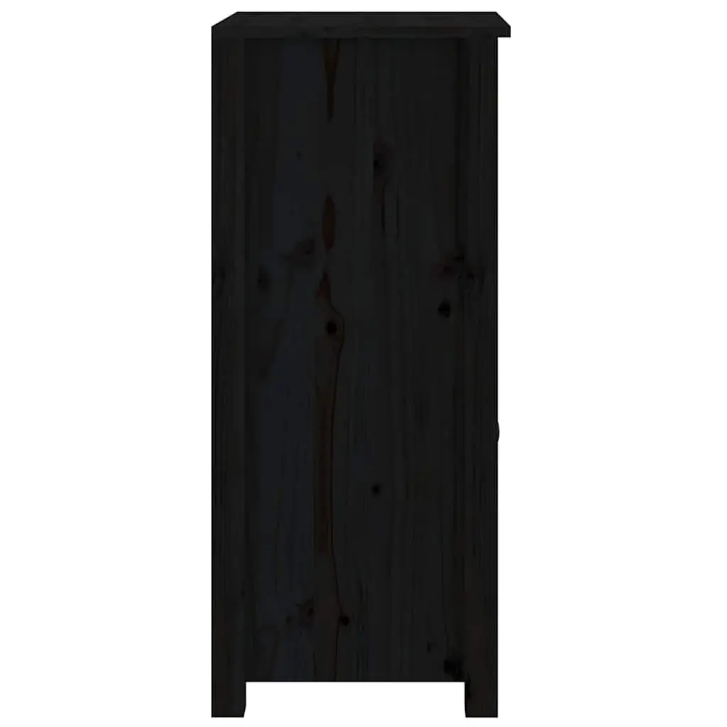 Pine Wood Sideboards Black Storage Cabinet 40cm W x 35cm D x 80cm H Set of 2