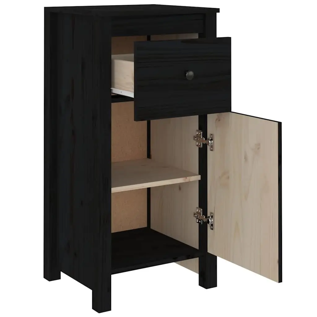 Pine Wood Sideboards Black Storage Cabinet 40cm W x 35cm D x 80cm H Set of 2