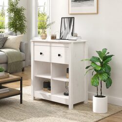 Warm White Sideboard with 2 Drawers and 4 Compartments
