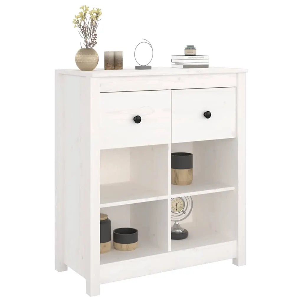 Sideboard White 70x35x80 cm Storage Cabinet 2 Drawers 4 Compartments