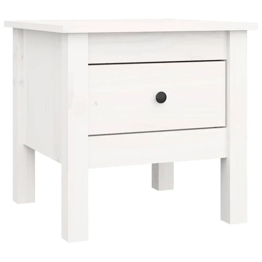 Solid Pine Wood Side Tables White 40x40x39 cm Set of 2 Living Room End Tables