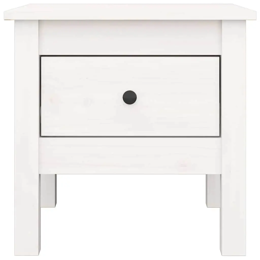 Solid Pine Wood Side Tables White 40x40x39 cm Set of 2 Living Room End Tables