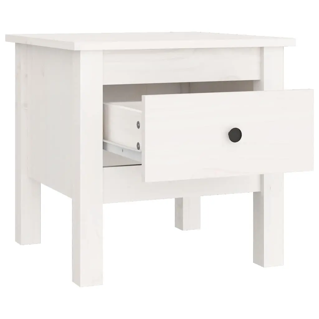 Solid Pine Wood Side Tables White 40x40x39 cm Set of 2 Living Room End Tables