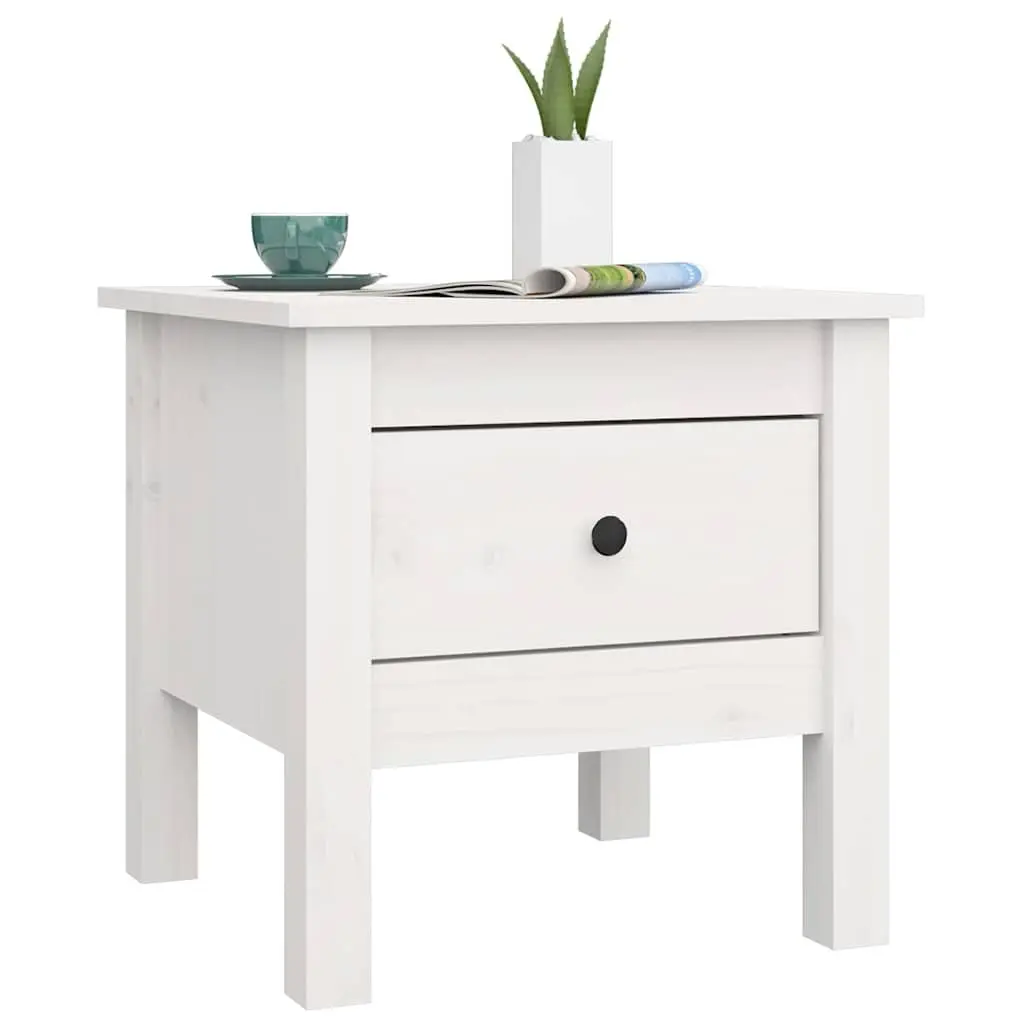 Solid Pine Wood Side Tables White 40x40x39 cm Set of 2 Living Room End Tables