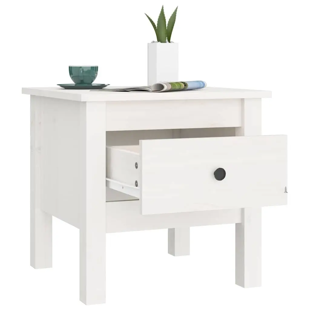 Solid Pine Wood Side Tables White 40x40x39 cm Set of 2 Living Room End Tables