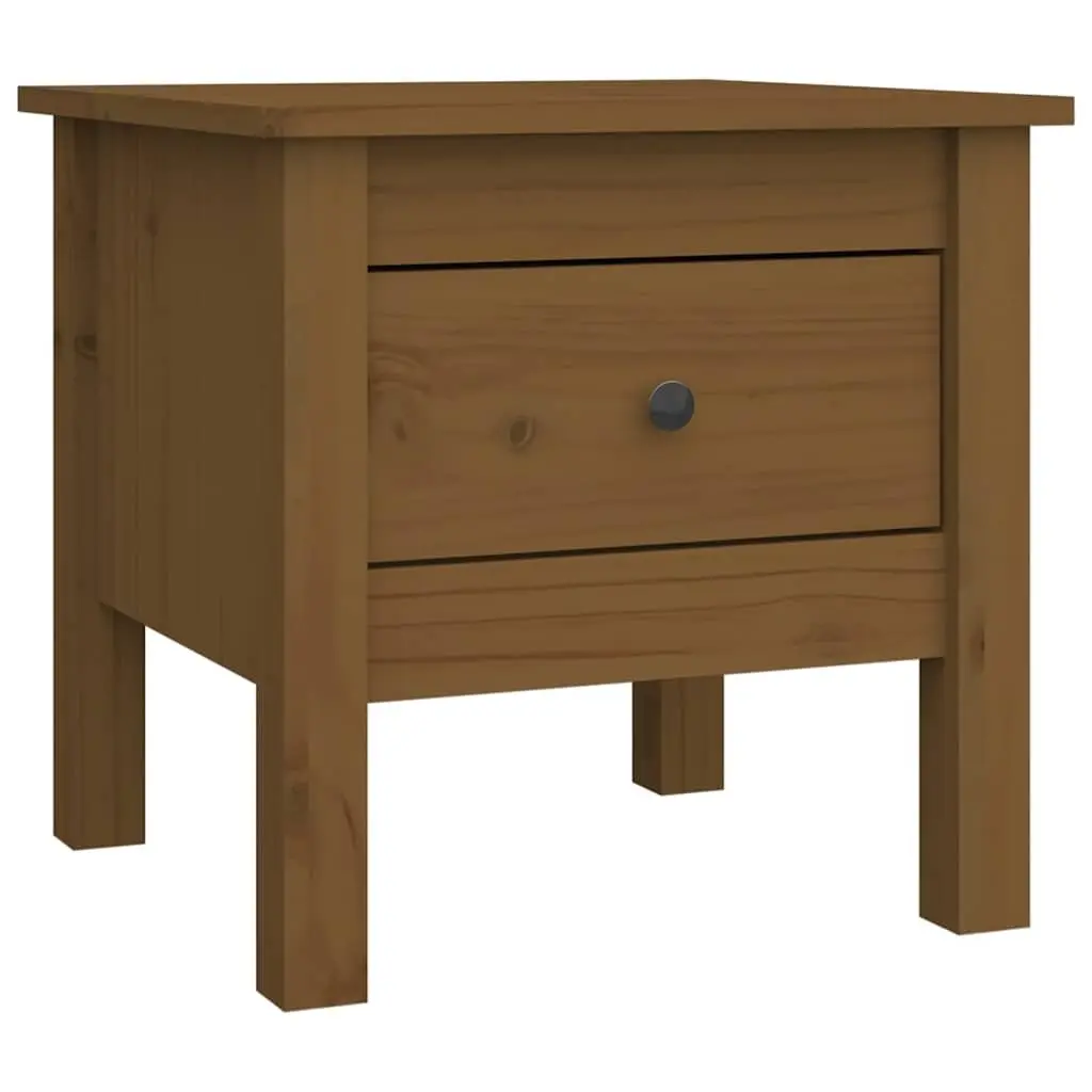 End Tables 2 pcs Honey Brown Solid Wood Pine Bedside Side Tables Living Room
