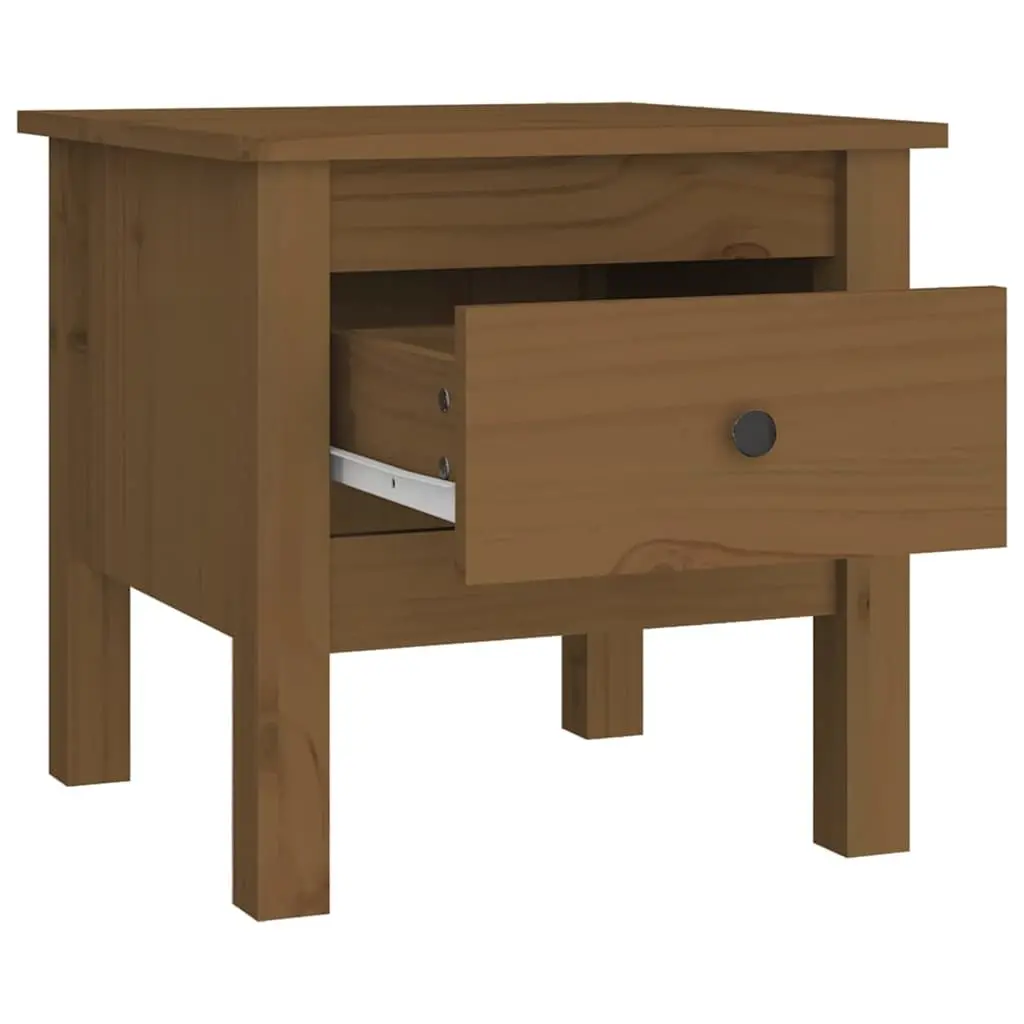 End Tables 2 pcs Honey Brown Solid Wood Pine Bedside Side Tables Living Room