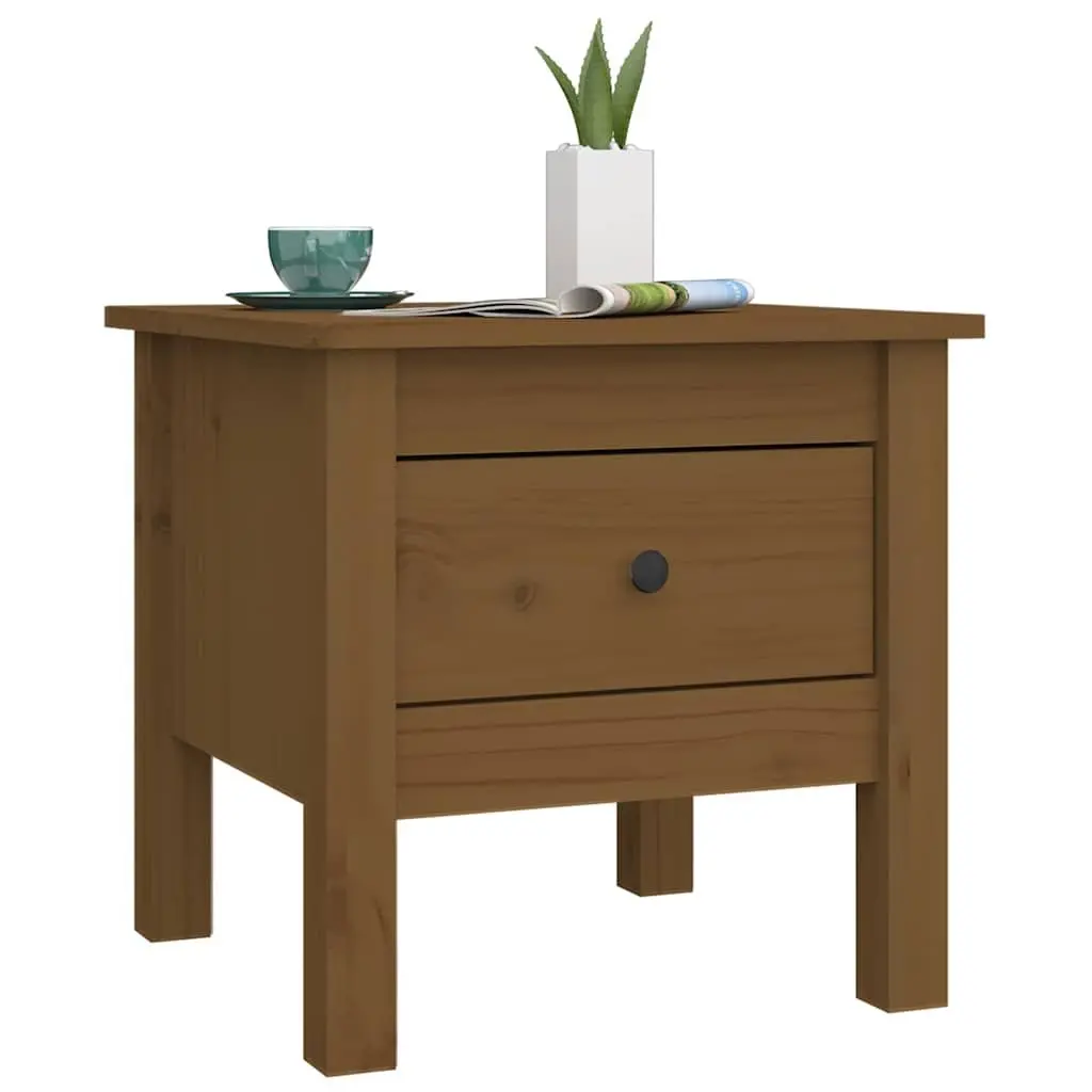 End Tables 2 pcs Honey Brown Solid Wood Pine Bedside Side Tables Living Room