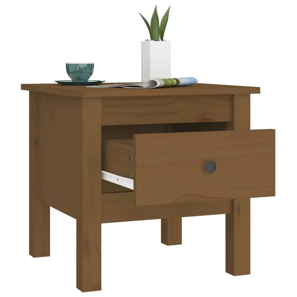 End Tables 2 pcs Honey Brown Solid Wood Pine Bedside Side Tables Living Room