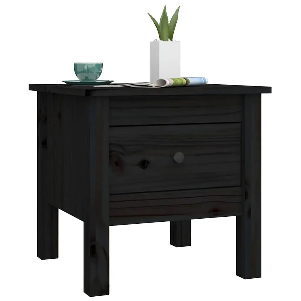 Side Tables 2 pcs Black 40x40x39 cm Solid Wood Pine End Table Bedside