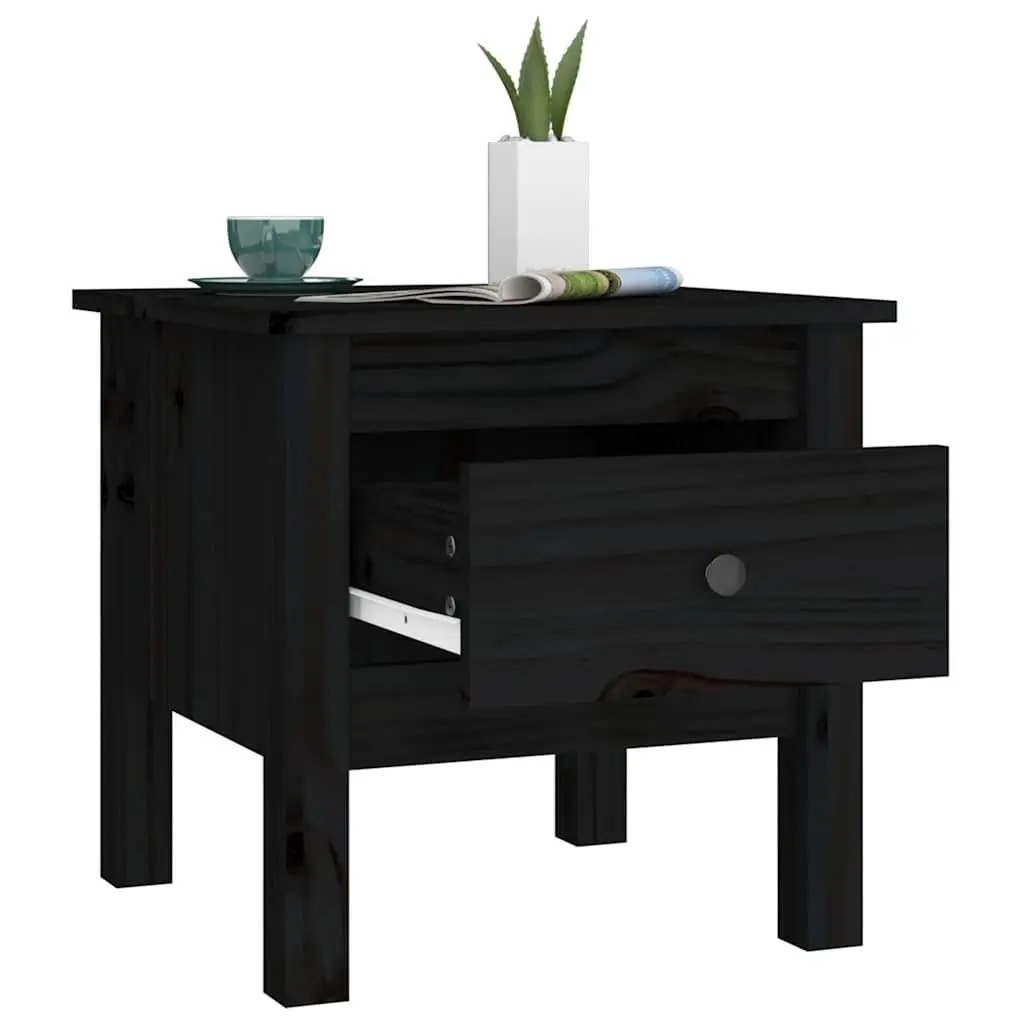 Side Tables 2 pcs Black 40x40x39 cm Solid Wood Pine End Table Bedside