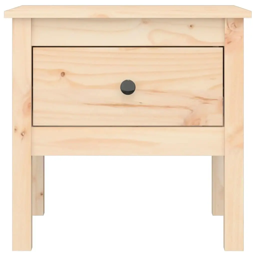 Pine Wood End Table Compact Brown 50x50x49cm Drawer Storage Side Table