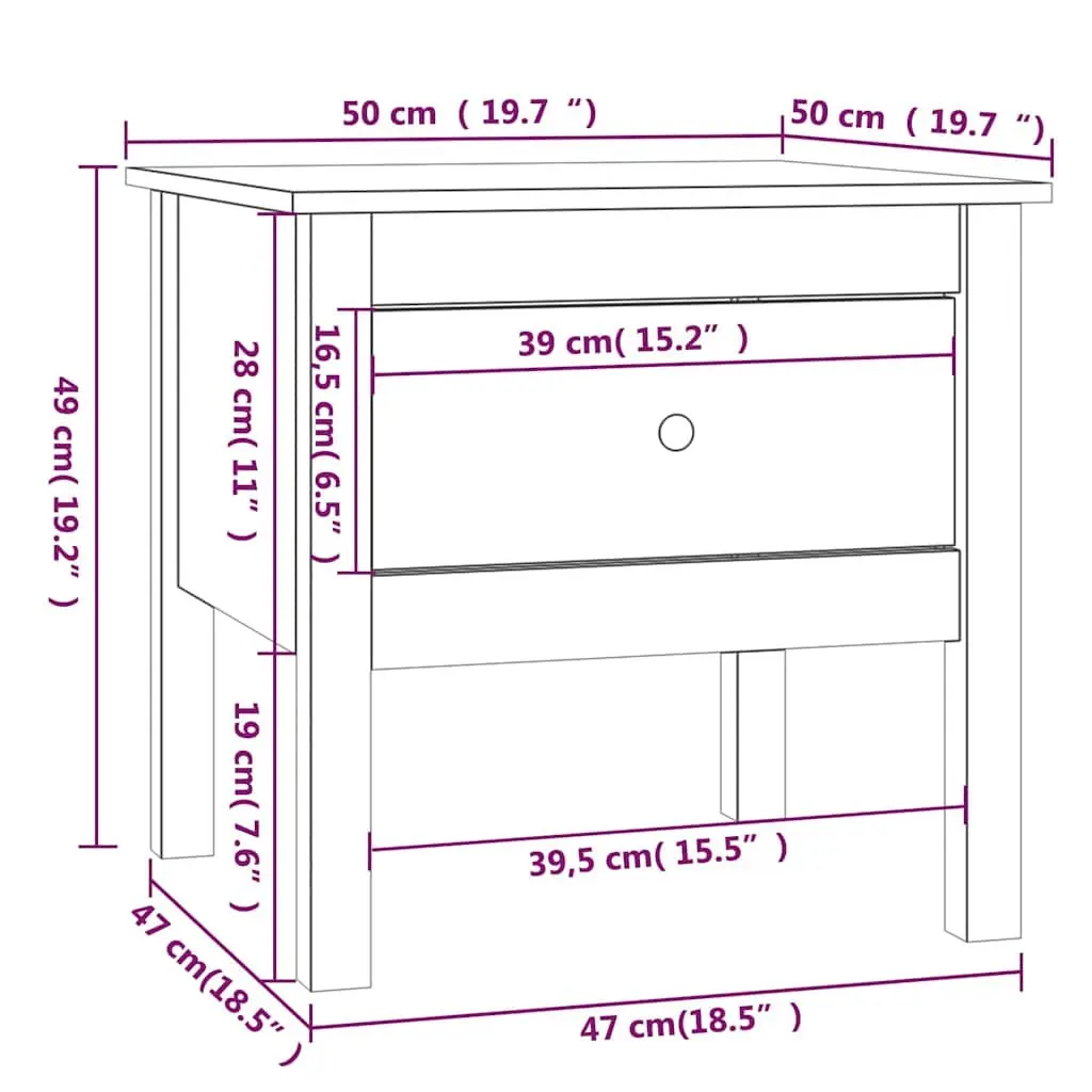 Set of 2 Solid Pine Side Tables with Drawer Storage