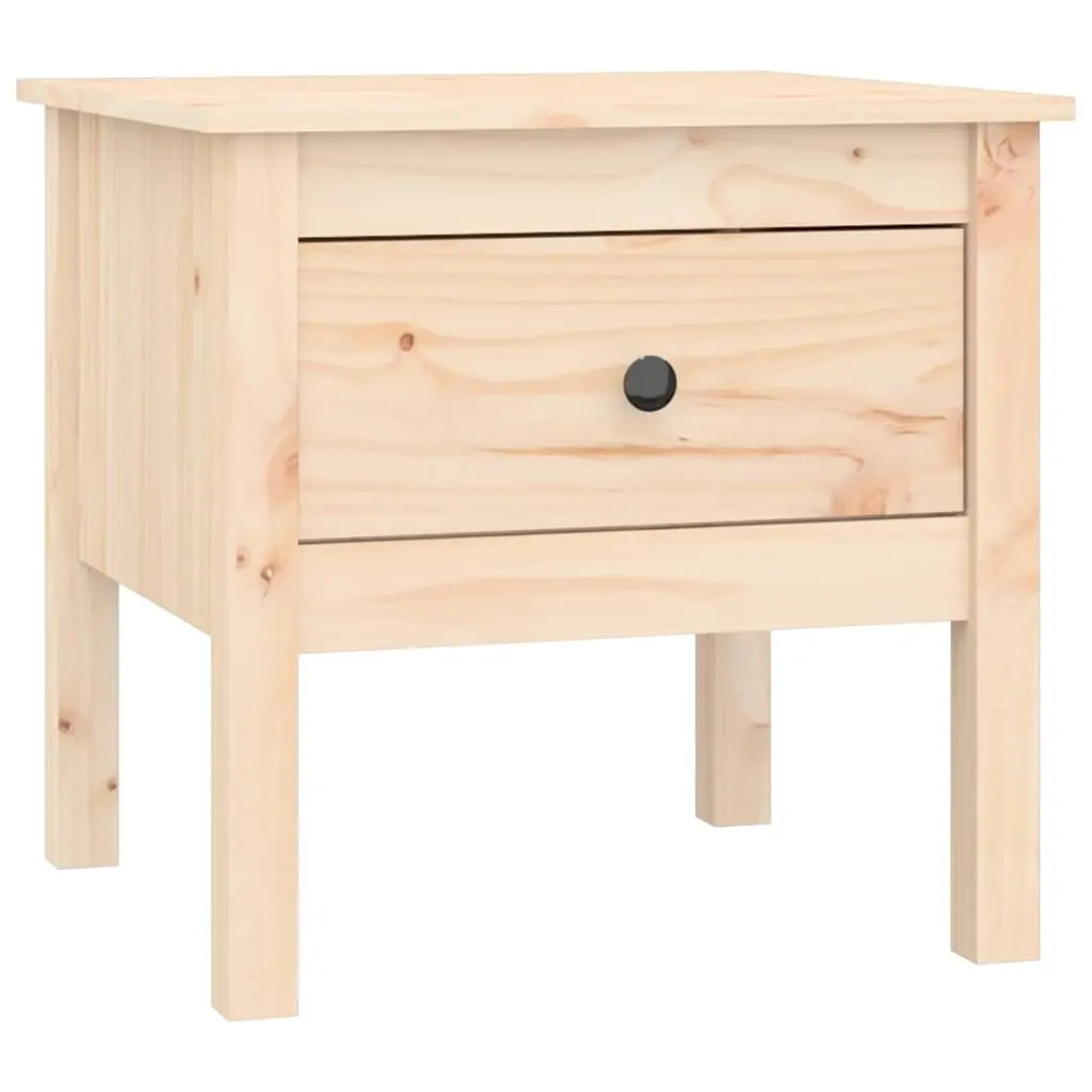 Set of 2 Solid Pine Side Tables with Drawer Storage