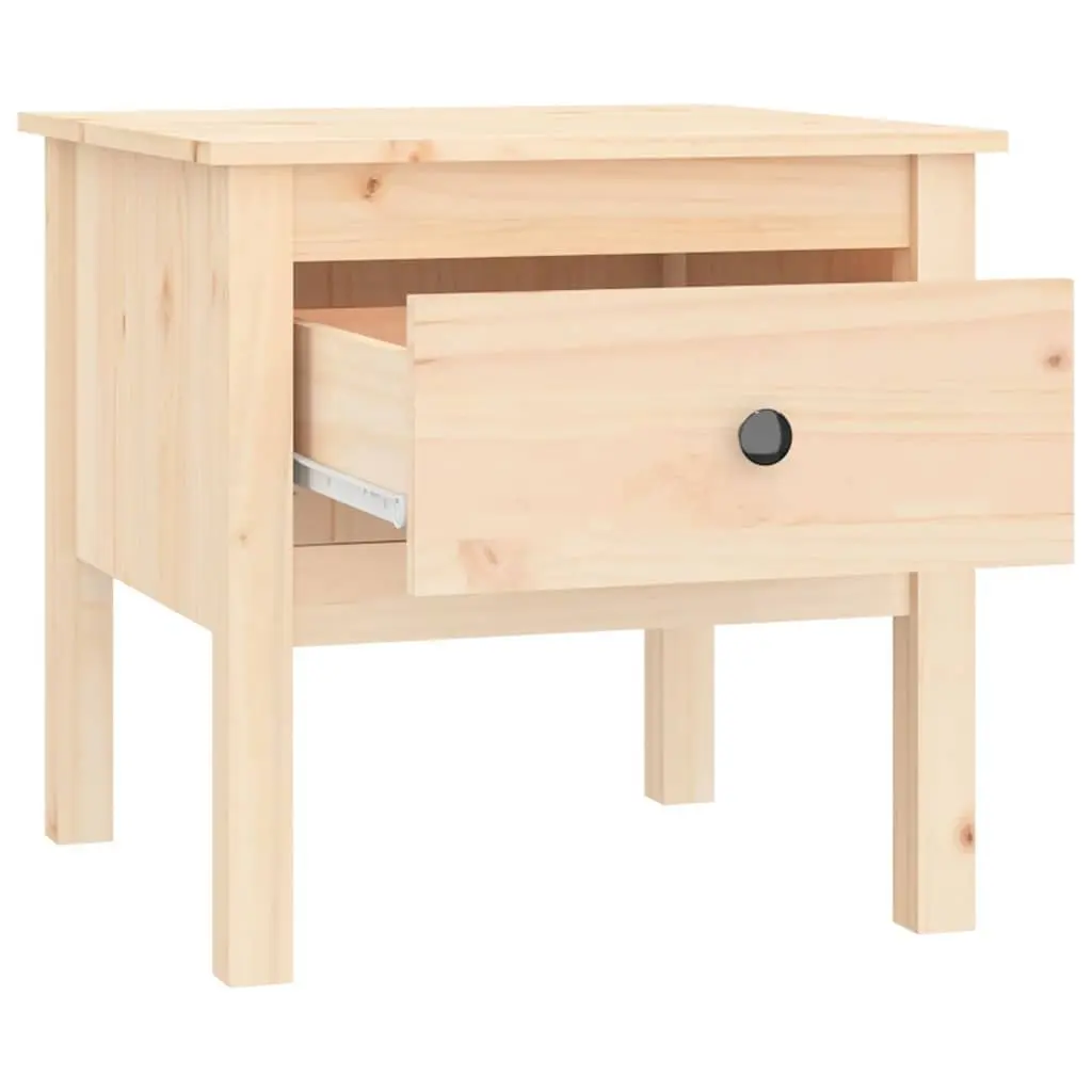 Set of 2 Solid Pine Side Tables with Drawer Storage