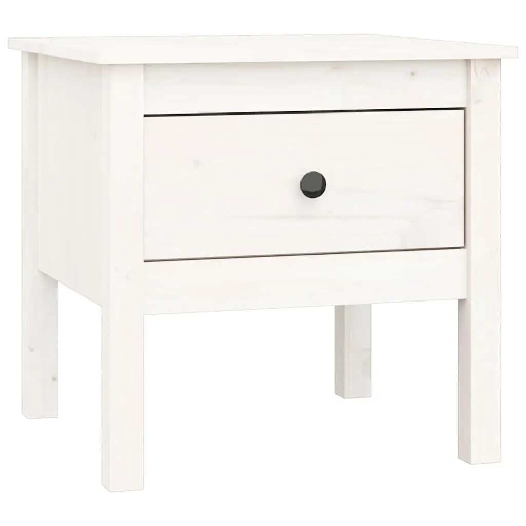 Side Tables 2 Pieces White 50x50x49 cm Pine Wood Bedside End Tables with Drawer