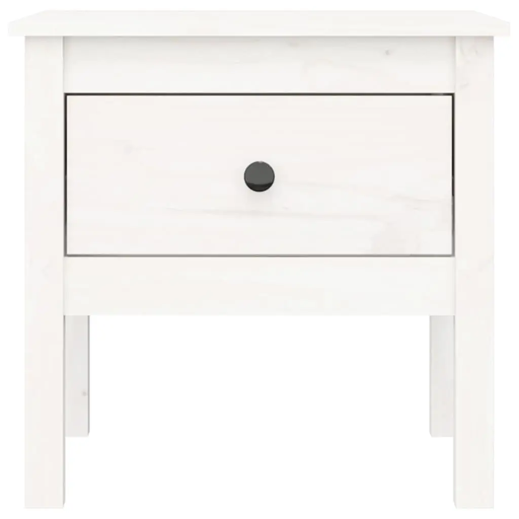 Side Tables 2 Pieces White 50x50x49 cm Pine Wood Bedside End Tables with Drawer