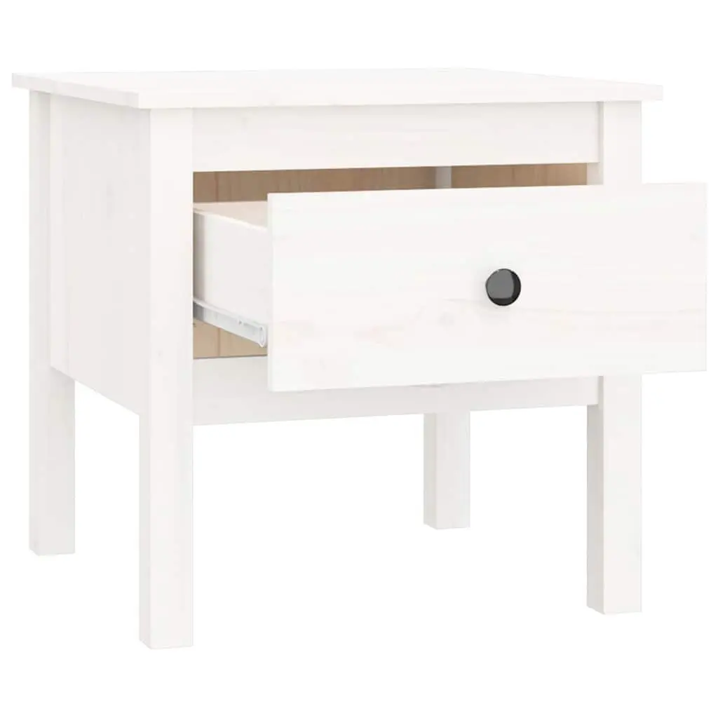 Side Tables 2 Pieces White 50x50x49 cm Pine Wood Bedside End Tables with Drawer