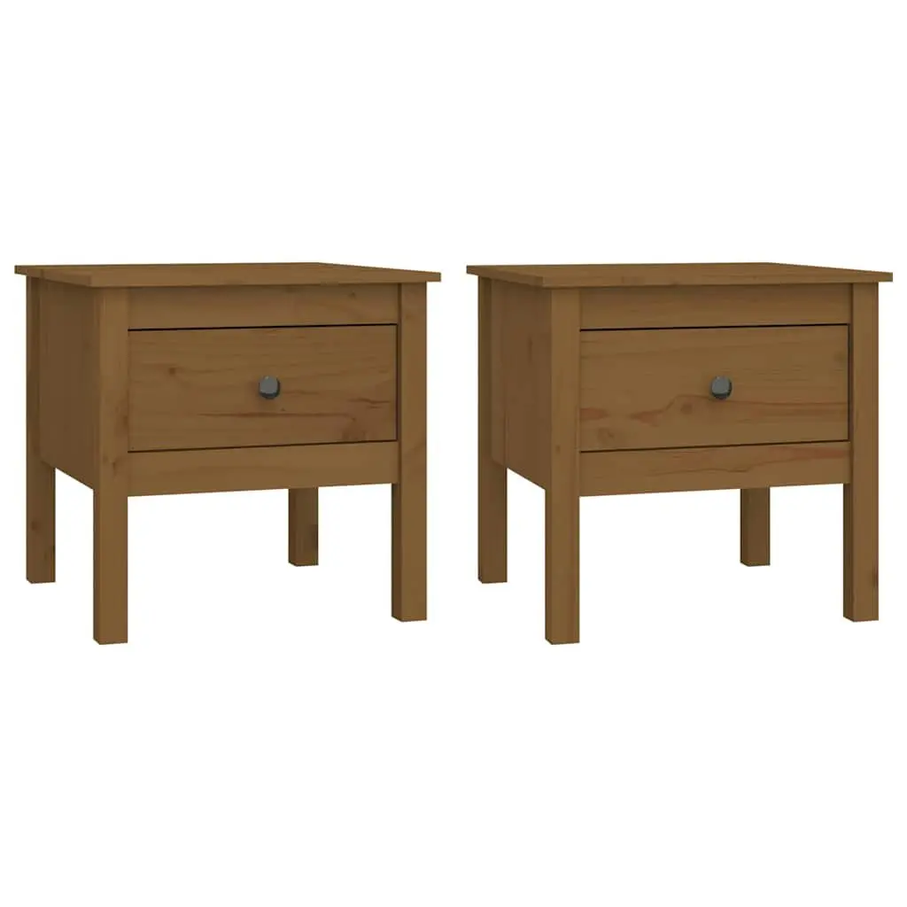 End Tables Solid Wood Pine 2 Piece Side Table Living Room Bedroom Nightstand