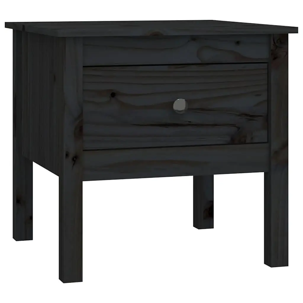 End Tables Black 50x50x49 cm Solid Wood Pine 2 Piece Bedside Side Tables Drawer