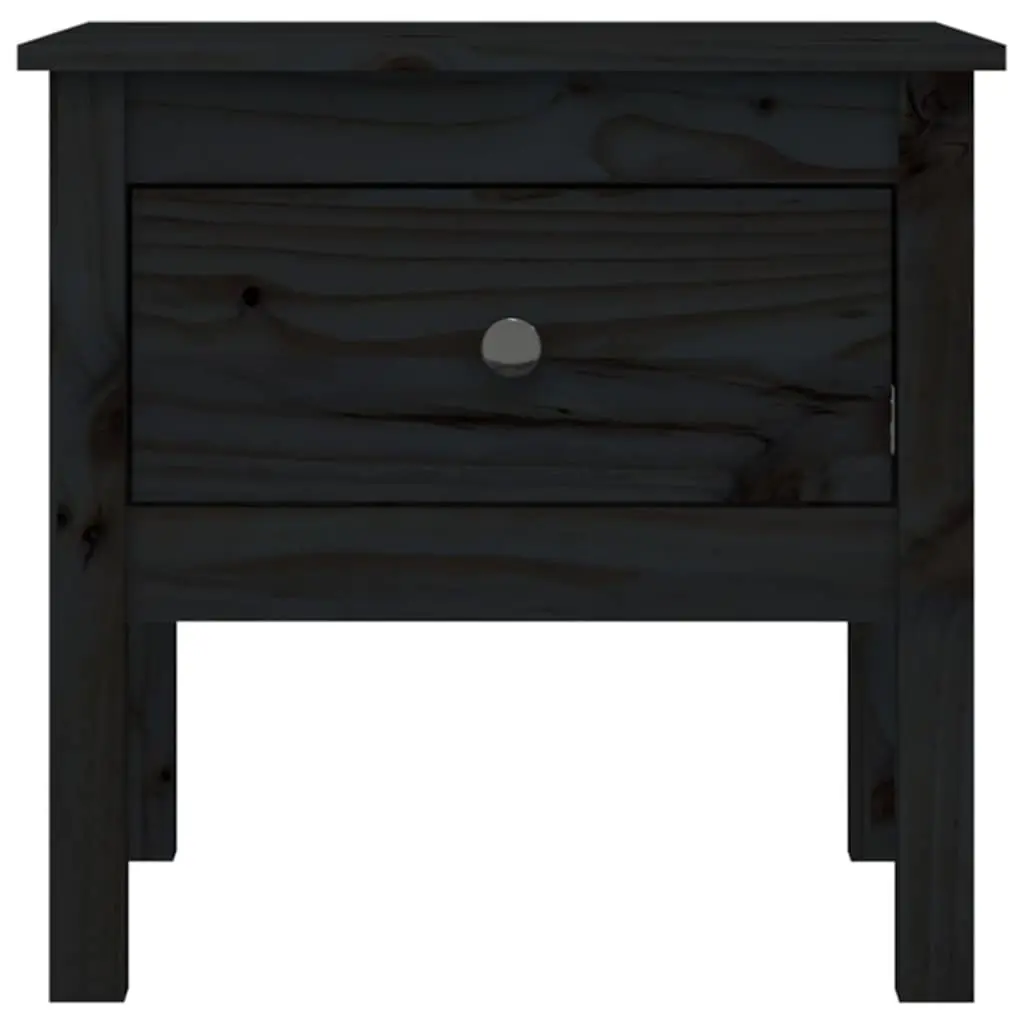 End Tables Black 50x50x49 cm Solid Wood Pine 2 Piece Bedside Side Tables Drawer