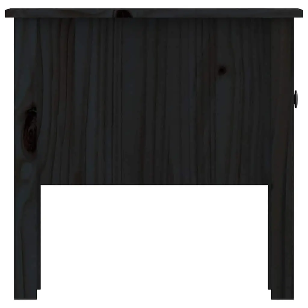 End Tables Black 50x50x49 cm Solid Wood Pine 2 Piece Bedside Side Tables Drawer
