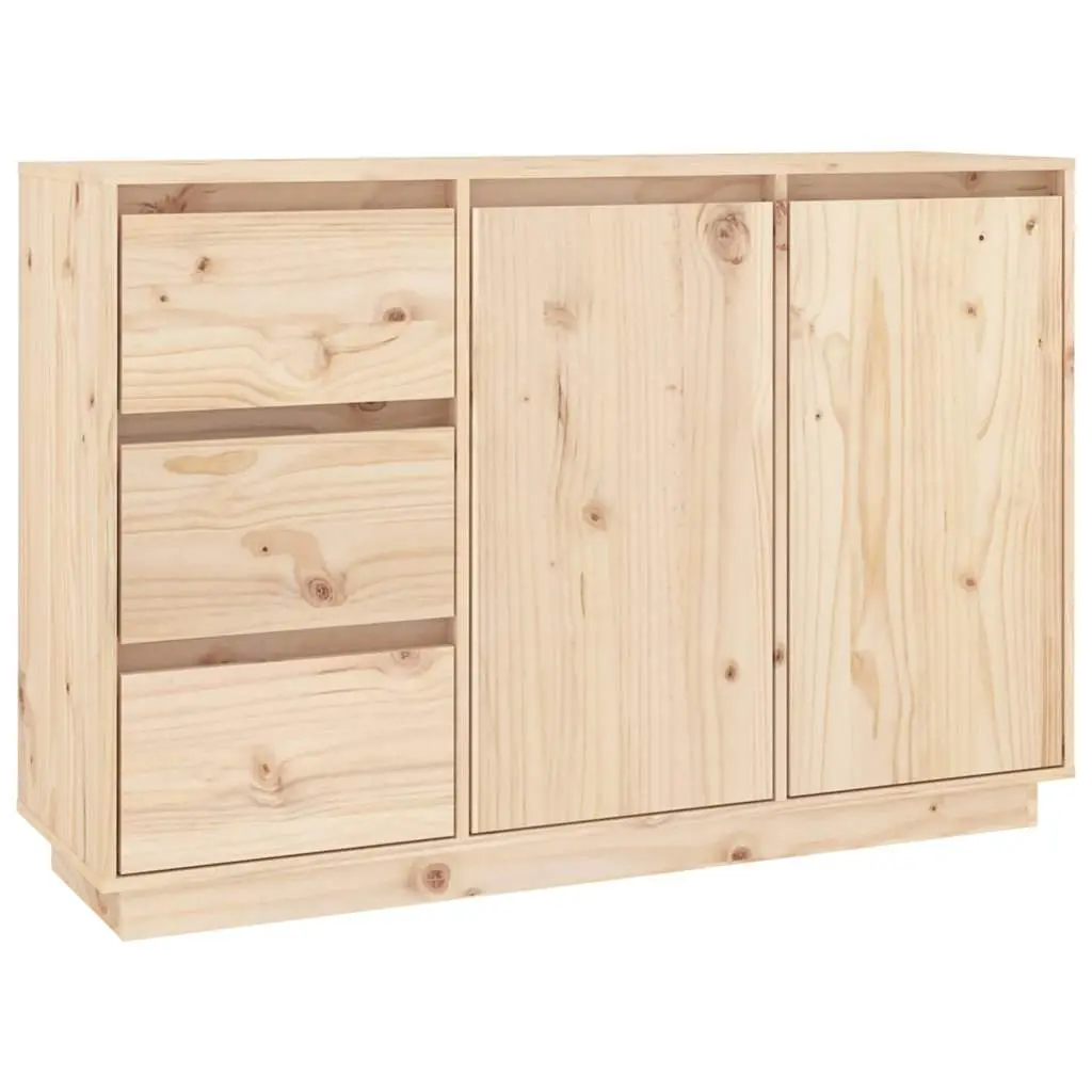 Pine Wood Sideboard Brown 2 Door 3 Drawer Storage Cabinet for Bedroom Living Room