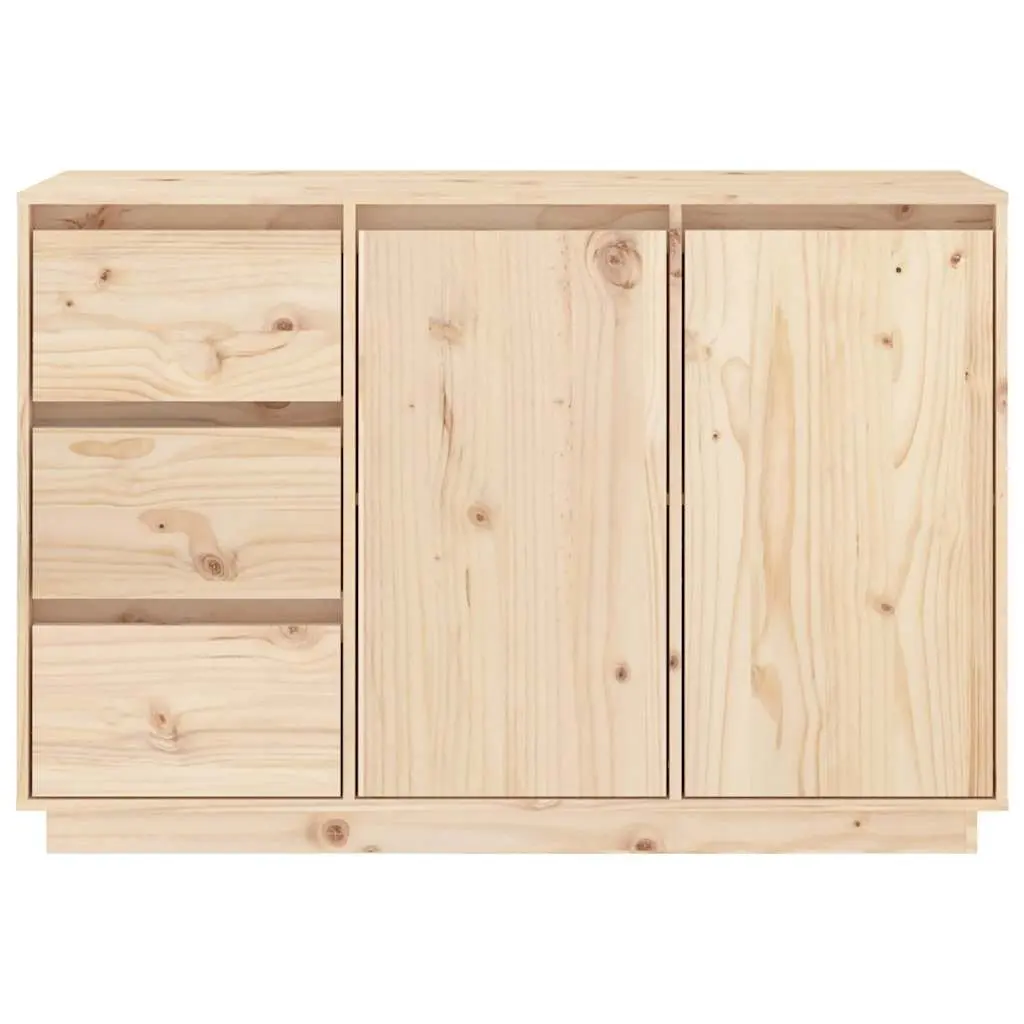 Pine Wood Sideboard Brown 2 Door 3 Drawer Storage Cabinet for Bedroom Living Room