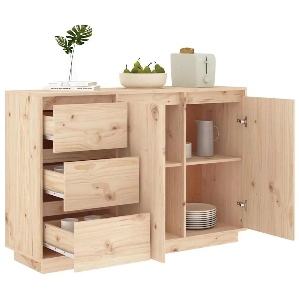 Pine Wood Sideboard Brown 2 Door 3 Drawer Storage Cabinet for Bedroom Living Room