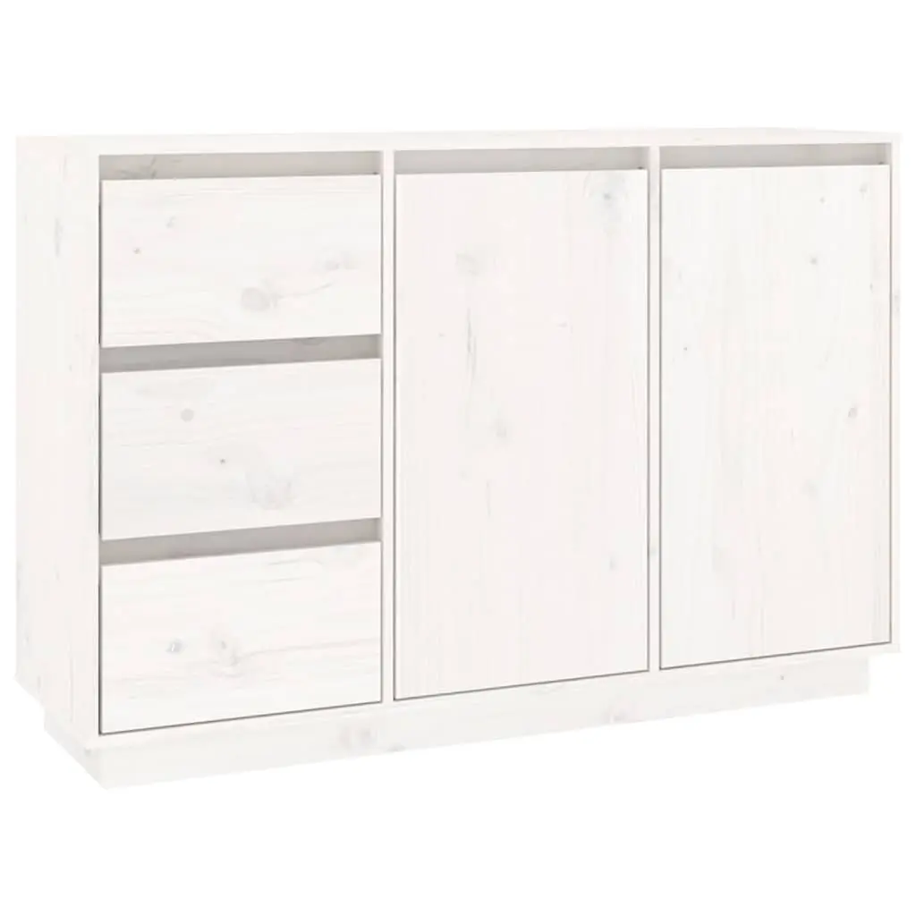 Solid Pine Wood Sideboard White Storage Cabinet 2 Doors 3 Drawers Living Room