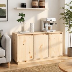 Brown Solid Wood Pine Sideboard for Living Spaces