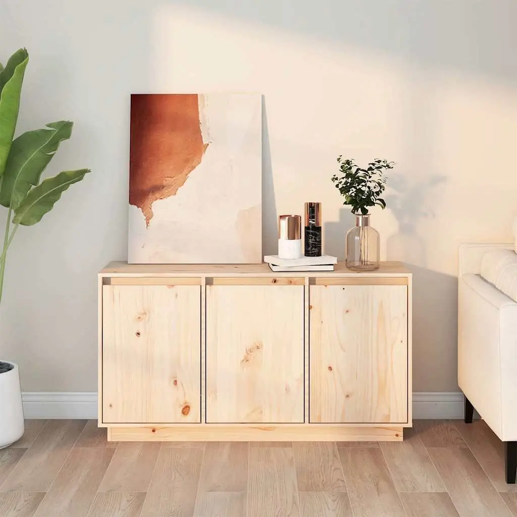 Brown Solid Wood Pine Sideboard for Living Spaces