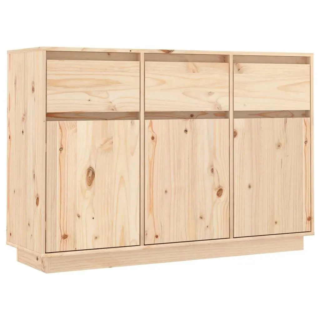 Solid Pine Wood Sideboard 111x36x75 cm Brown Floating Storage Cabinet Drawers