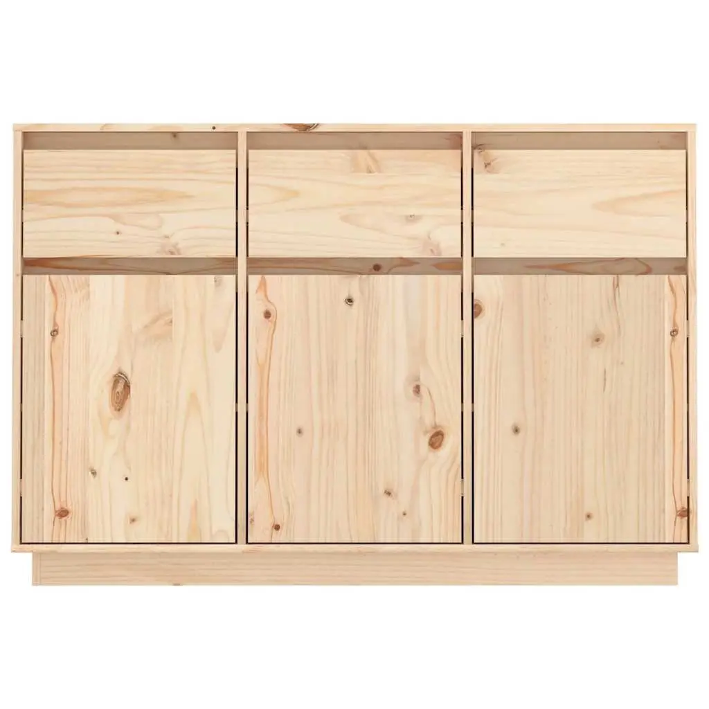 Solid Pine Wood Sideboard 111x36x75 cm Brown Floating Storage Cabinet Drawers