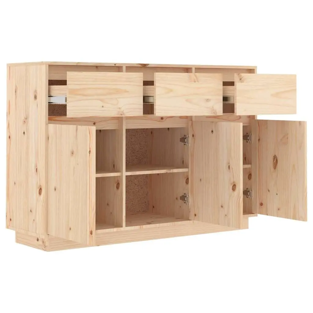 Solid Pine Wood Sideboard 111x36x75 cm Brown Floating Storage Cabinet Drawers
