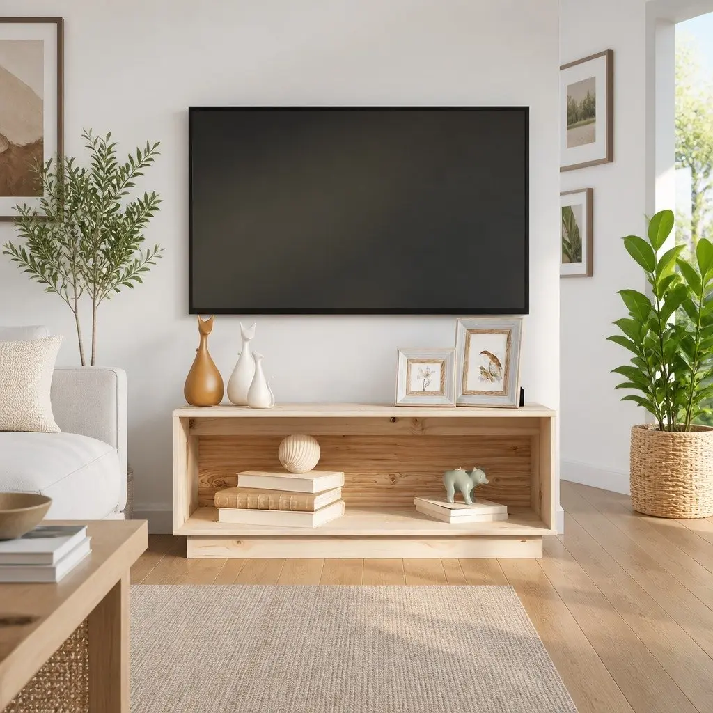 Solid Pine Wood TV Cabinet 90x35x35 cm Brown Storage Unit Living Room Furniture