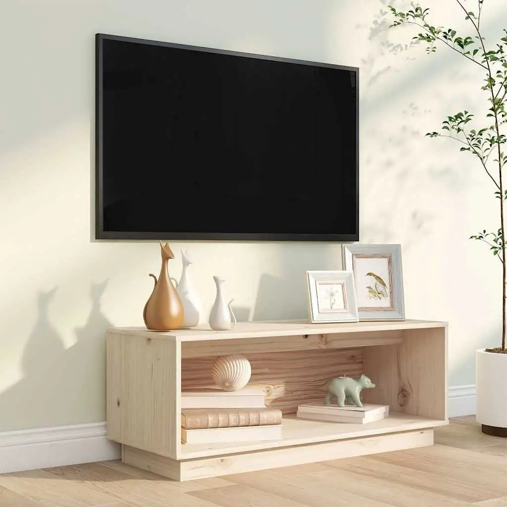 Solid Pine Wood TV Cabinet 90x35x35 cm Brown Storage Unit Living Room Furniture