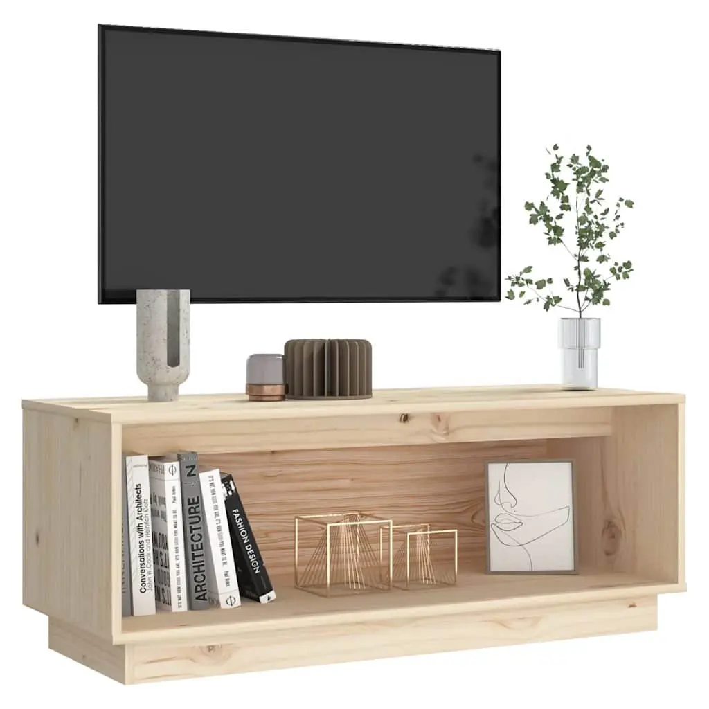 Solid Pine Wood TV Cabinet 90x35x35 cm Brown Storage Unit Living Room Furniture
