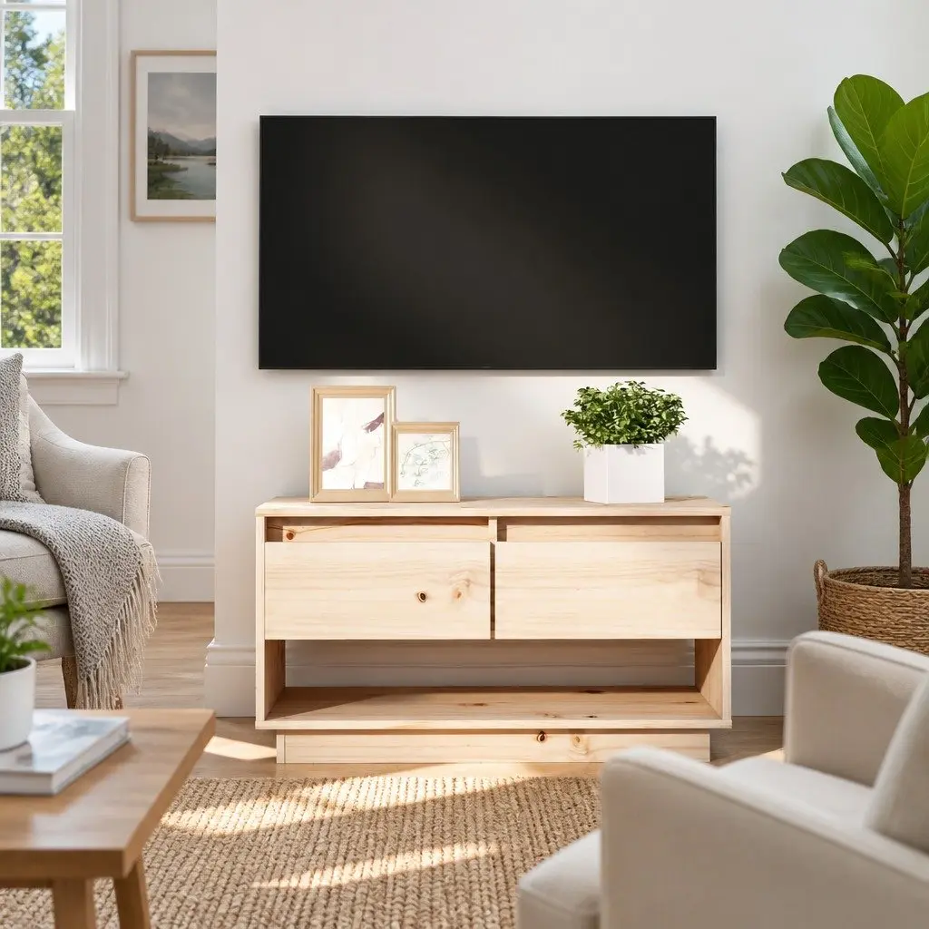 TV Cabinet Brown 74x34x40 cm Solid Pine Wood with Drawers Storage Unit