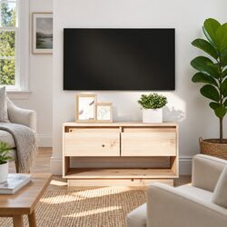 Brown Solid Pine Wood TV Cabinet with Drawers 74x34x40 cm