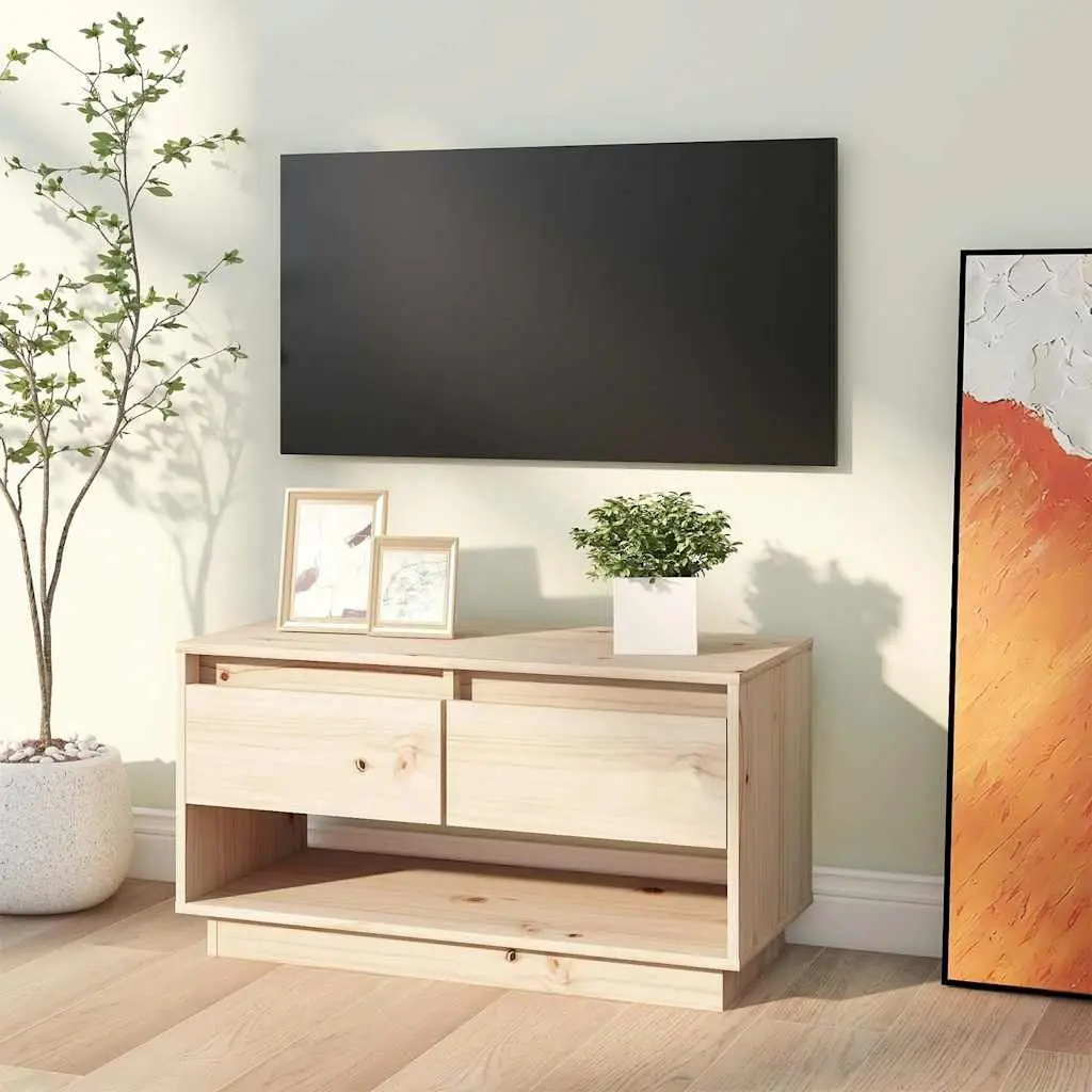 TV Cabinet Brown 74x34x40 cm Solid Pine Wood with Drawers Storage Unit